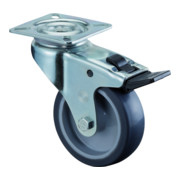 BS roues roues pivotantes roues pivotantes avec frein Roue en caoutchouc Roue bleu-gris Plaque d'appui lisse