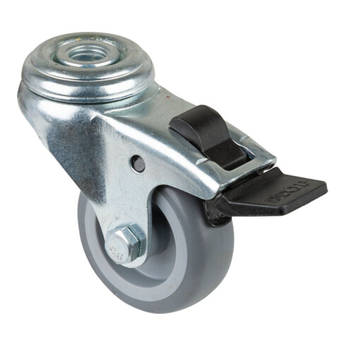 BS roues roues pivotantes roues pivotantes avec frein caoutchouc roue bleu-gris palier lisse alésage arrière