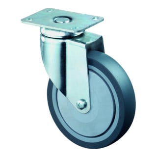 BS roulettes pivotantes roulette pivotante roue en caoutchouc roue conique bleu-gris plaque d'appui
