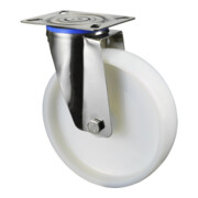 BS Roulette pivotante en acier inoxydable à palier lisse en polyamide
