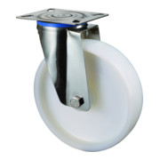 BS Roulette pivotante en acier inoxydable Palier lisse Polyamide