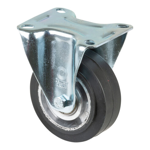 Roulettes BS Roulette de transport Roulette fixe, pneus élastiques noirs, jantes en aluminium, roulements à billes