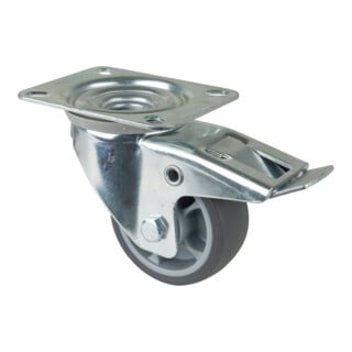 BS Roue pivotante avec frein, roue en caoutchouc thermoplastique