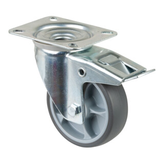 BS Roue pivotante avec frein, roue en caoutchouc thermoplastique