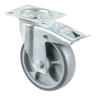 BS Roulettes pivotantes avec frein, roue en caoutchouc thermoplastique