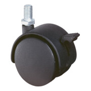 Roulette double en plastique ac blocage D.roue 40 mm cap.charge 30 kg avec goujo-1