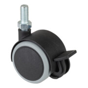 Roulette double en plastique ac blocage D.roue 40 mm cap.charge 30 kg avec goujo
