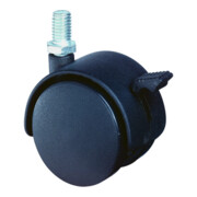 Roulette double en plastique ac blocage D.roue 50 mm cap.charge 40 kg avec goujo