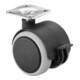 Roulette double en plastique ac blocage D.roue 50 mm cap.charge 50 kg avec plaqu-1