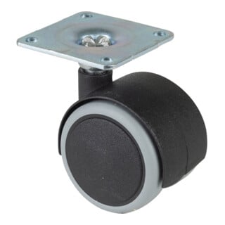 Roulette double en plastique D.roue 40 mm cap.charge 30 kg avec plaque de fixati