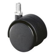Roulette double en plastique D.roue 50 mm cap.charge 40 kg avec goujon fileté M1