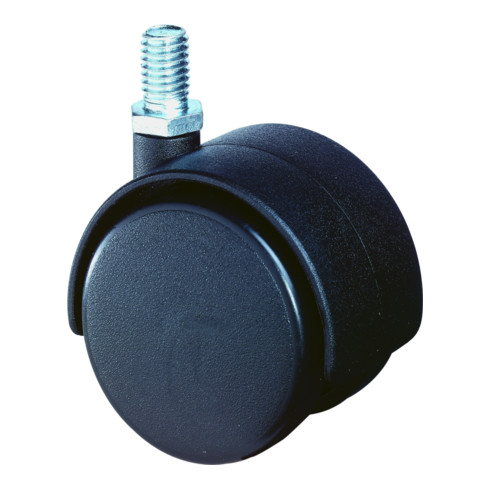 Roulette double en plastique D.roue 50 mm cap.charge 40 kg avec goujon fileté M1