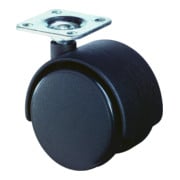 Roulette double en plastique D.roue 50 mm cap.charge 40 kg avec plaque de fixati