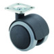 Roulette double en plastique D.roue 50 mm cap.charge 50 kg avec plaque de fixati-1