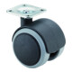 Roulette double en plastique D.roue 50 mm cap.charge 50 kg avec plaque de fixati-1