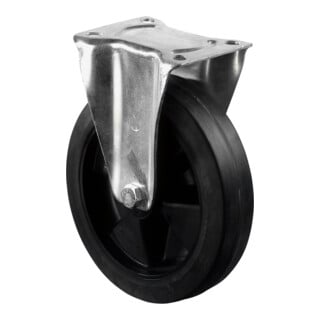 Roulette fixe BS Rollen, roue élastique noire Ø 125 mm
