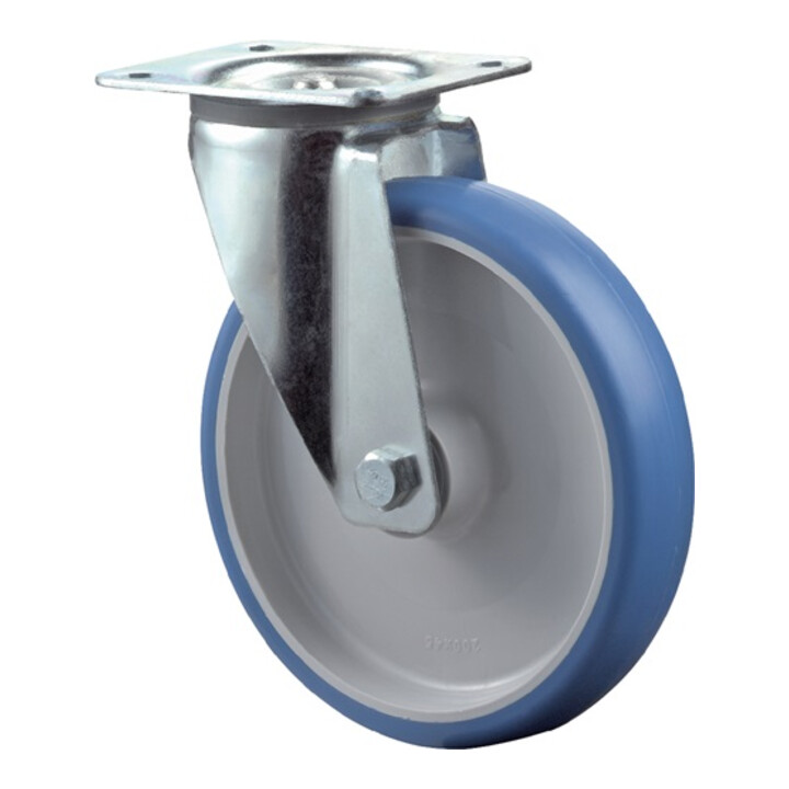 Roulette pivotante D.roue 125 mm cap.charge 150 kg polyuréthane plaque L104xl80