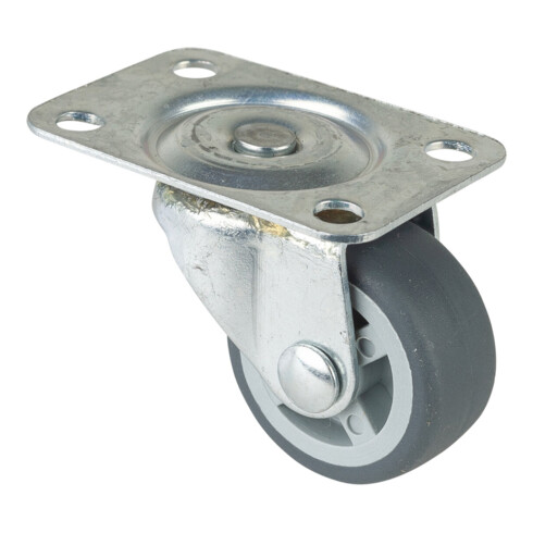 Roulette pivotante D.roue 30 mm cap.charge 20 kg avec plaque de fixation caoutch