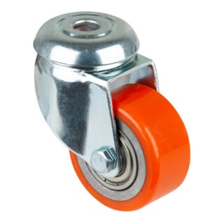 Roulette pivotante D.roue 50 mm cap.charge 120 kg avec trou dorsal 11 mm polyuré