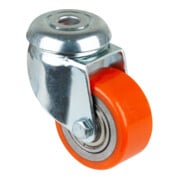 Roulette pivotante D.roue 50 mm cap.charge 120 kg avec trou dorsal 11 mm polyuré