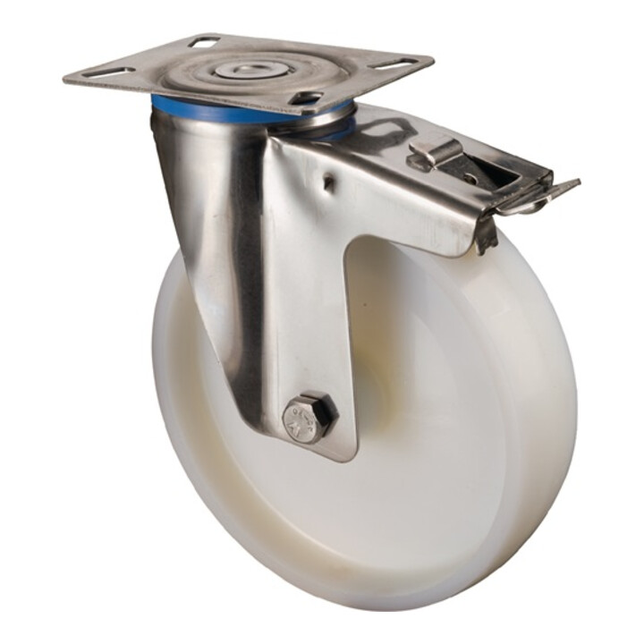 Roulette pivotante D.roue 75 mm cap.charge 60 kg avec blocage total plastique