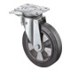 BS Roulette pivotante à frein pour usage intensif, roue élastique en caoutchouc plein, boîtier robuste en tôle d'acier, zingué et chromaté-1