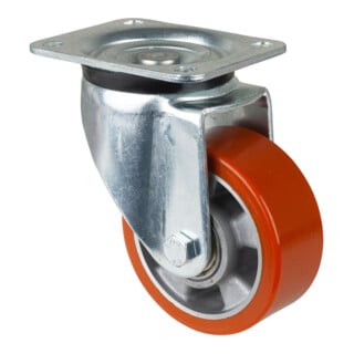 BS Roulette pivotante à roulement à billes, bande en polyuréthane moulé, corps en aluminium