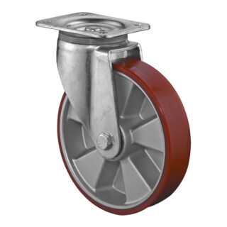 BS Roulette pivotante à roulement à billes, bande en polyuréthane moulé, corps en aluminium