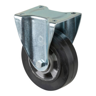 BS Rollen Roulette pivotante charge lourde, pneu élastique noir, jante aluminium, roulement à billes