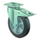 BS Roulette pivotante à frein pour usage intensif, roue élastique en caoutchouc plein, boîtier robuste en tôle d'acier, zingué et chromaté-1