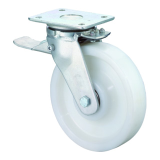 Roulette pivotante BS avec roue/frein total à billes en plastique Plaque à boulonner roulettes pivotantes
