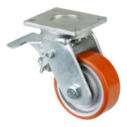 BS Roulette pivotante avec roue/frein total Roulement à billes Polyuréthane coulé brun
