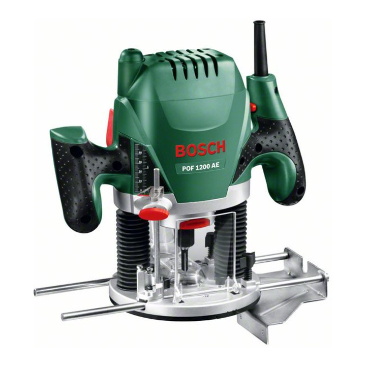Set Bosch Défonceuse bois POF 1200 AE + Jeu de fraises 8 mm, 15 pièces