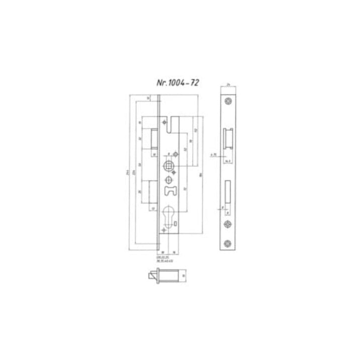 RR serrure à encastrer PZW 24/40/72/8mm DIN G/D zinguée pêne 11mm