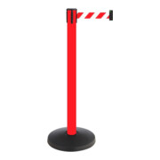 RS-GUIDESYSTEMS Poteau de signalisation métal, rouge, sangle 4 m, sangle rouge-blanc à rayures diagonales