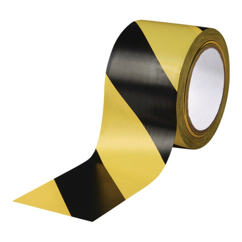 Ruban de marquage de sol Easy Tape PVC noir/jaune L. 33 m l. 75 mm Rouleau ROCOL