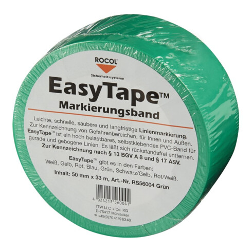 Ruban de marquage de sol Easy Tape PVC vert L. 33 m l. 50 mm Rouleau ROCOL
