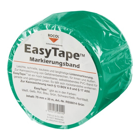 Ruban de marquage de sol Easy Tape PVC vert L. 33 m l. 75 mm Rouleau ROCOL