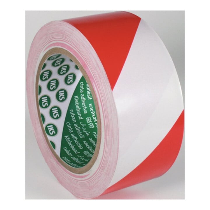Ruban de marquage de sol F33P PVC rouge/blanc L. 33 m l. 50 mm Rouleau IKS