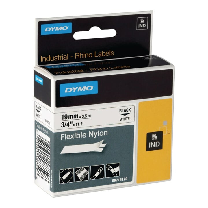 Ruban de marquage l. de bande 19 mm L. de ruban 3,5 m ruban souple en nylon noir