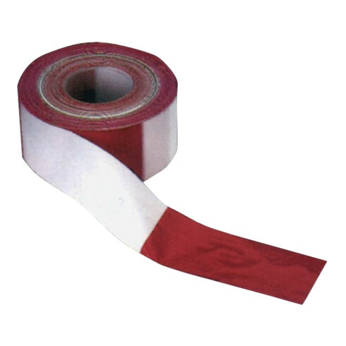 Ruban de signalisation L. 100 m l. 80 mm hachuré rouge/blanc 100m/carton