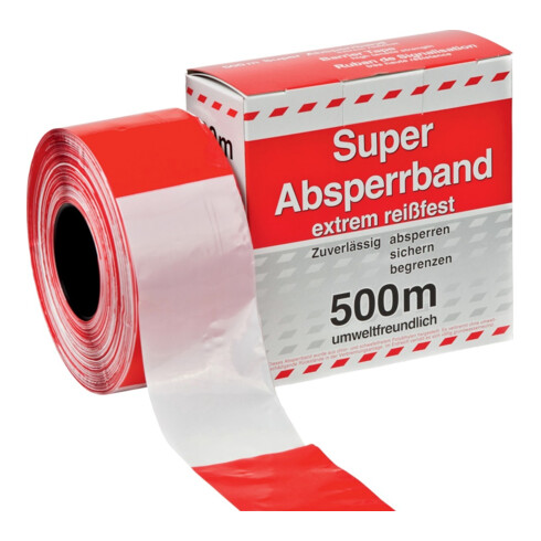 Ruban de signalisation L. 100 m l. 80 mm hachuré rouge/blanc 100m/carton