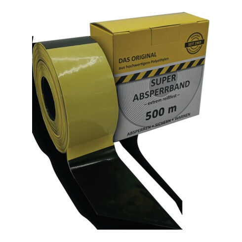 Ruban de signalisation L. 500 m l. 80 mm hachuré jaune/noir 500m/carton