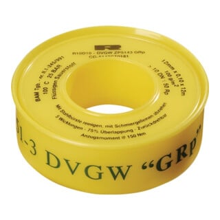 Ruban d'étanchéité en PTFE GRp L12 m B12 mm D0,1 mm jaune 100 g/m² Rouleau ULITH
