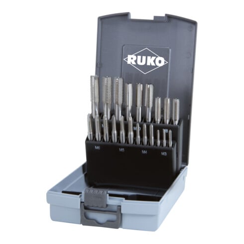 RUKO 21-teiliger Handgewindebohrer-Satz M DIN 352 HSS Co 5 Gewicht 0,67 kg