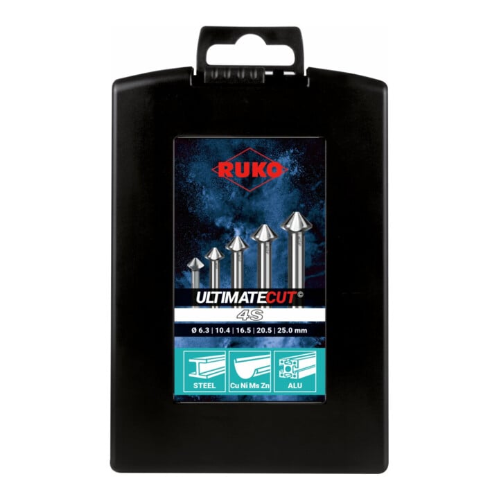 Ruko 5-teiliger ULTIMATECUT Kegel- und Entgratsenker-Satz DIN 335 90° Ø 6,3 - 10,4 - 16,5 - 20,5 - 25,0 mm