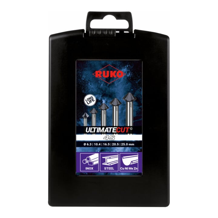 Ruko 5-teiliger ULTIMATECUT Kegel- und Entgratsenker-Satz DIN 335 90° Ø 6,3 - 10,4 - 16,5 - 20,5 - 25,0 mm