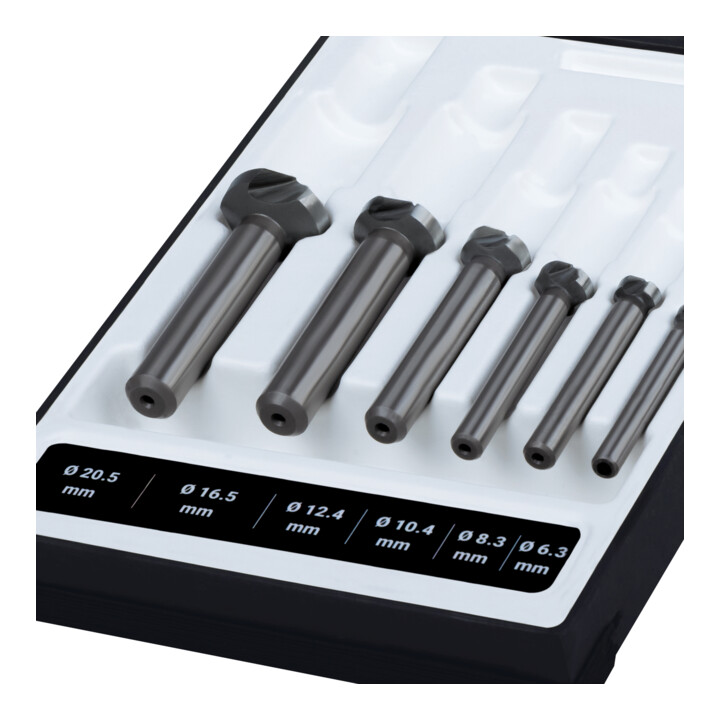 Ruko 6-teiliger Kegel- und Entgratsenker-Satz DIN 335 Form C 90° Ø 6,3 - 8,3 - 10,4 - 12,4 - 16,5 - 20,5 mm