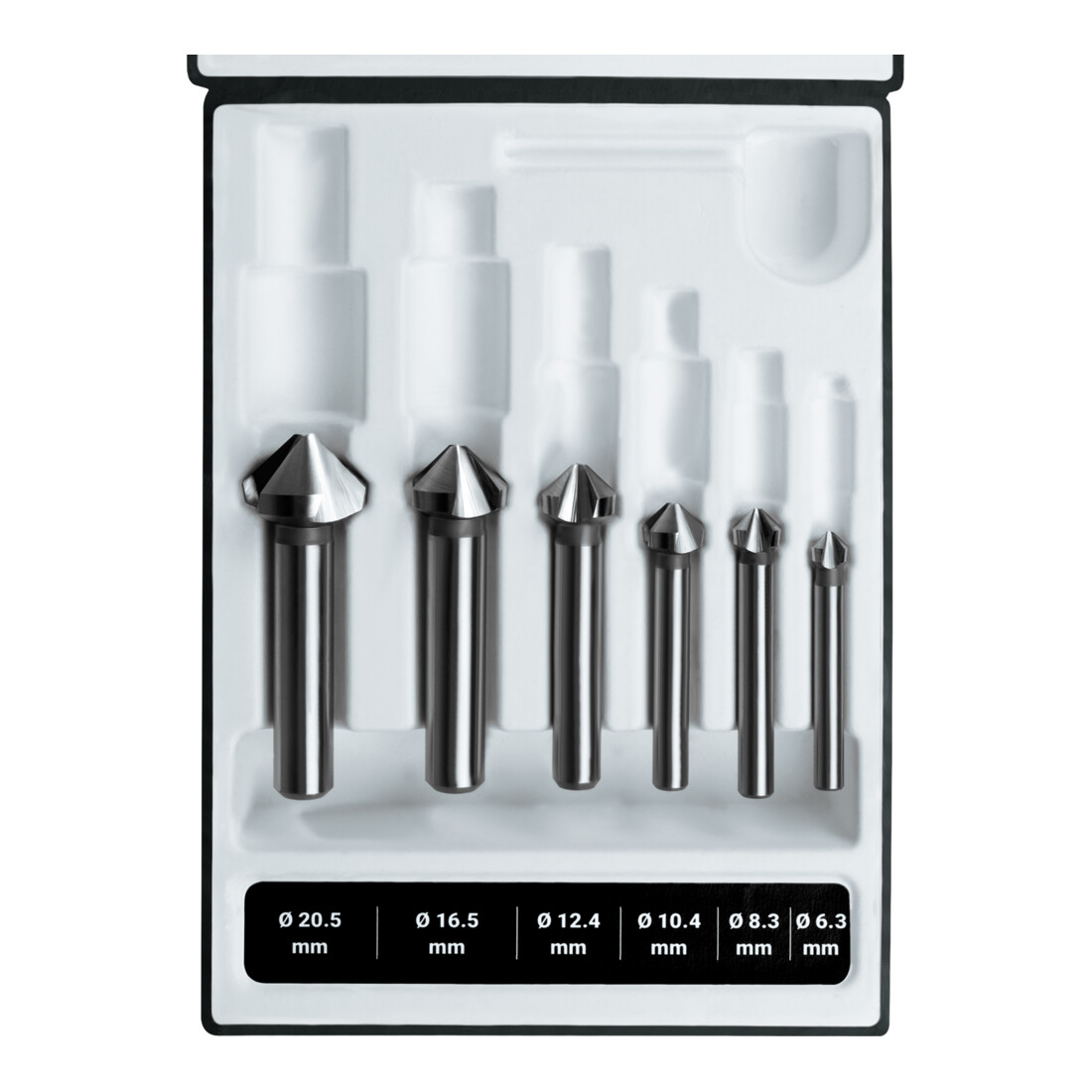 Ruko 6-teiliger Kegel- und Entgratsenker-Satz DIN 335 Form C 90° Ø 6,3 - 8,3 - 10,4 - 12,4 - 16,5 - 20,5 mm