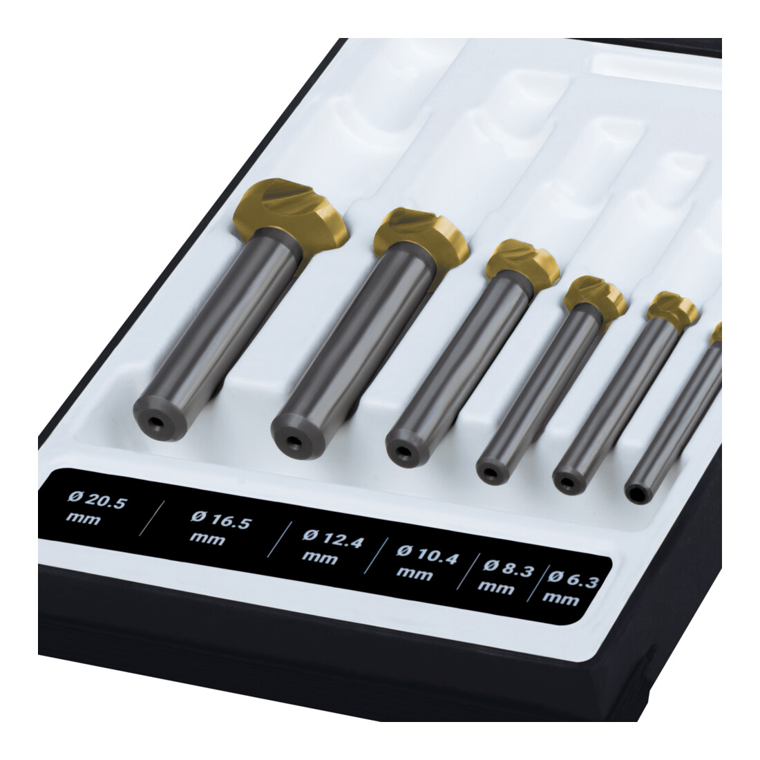Ruko 6-teiliger Kegel- und Entgratsenker-Satz DIN 335 Form C 90° Ø 6,3 - 8,3 - 10,4 - 12,4 - 16,5 - 20,5 mm